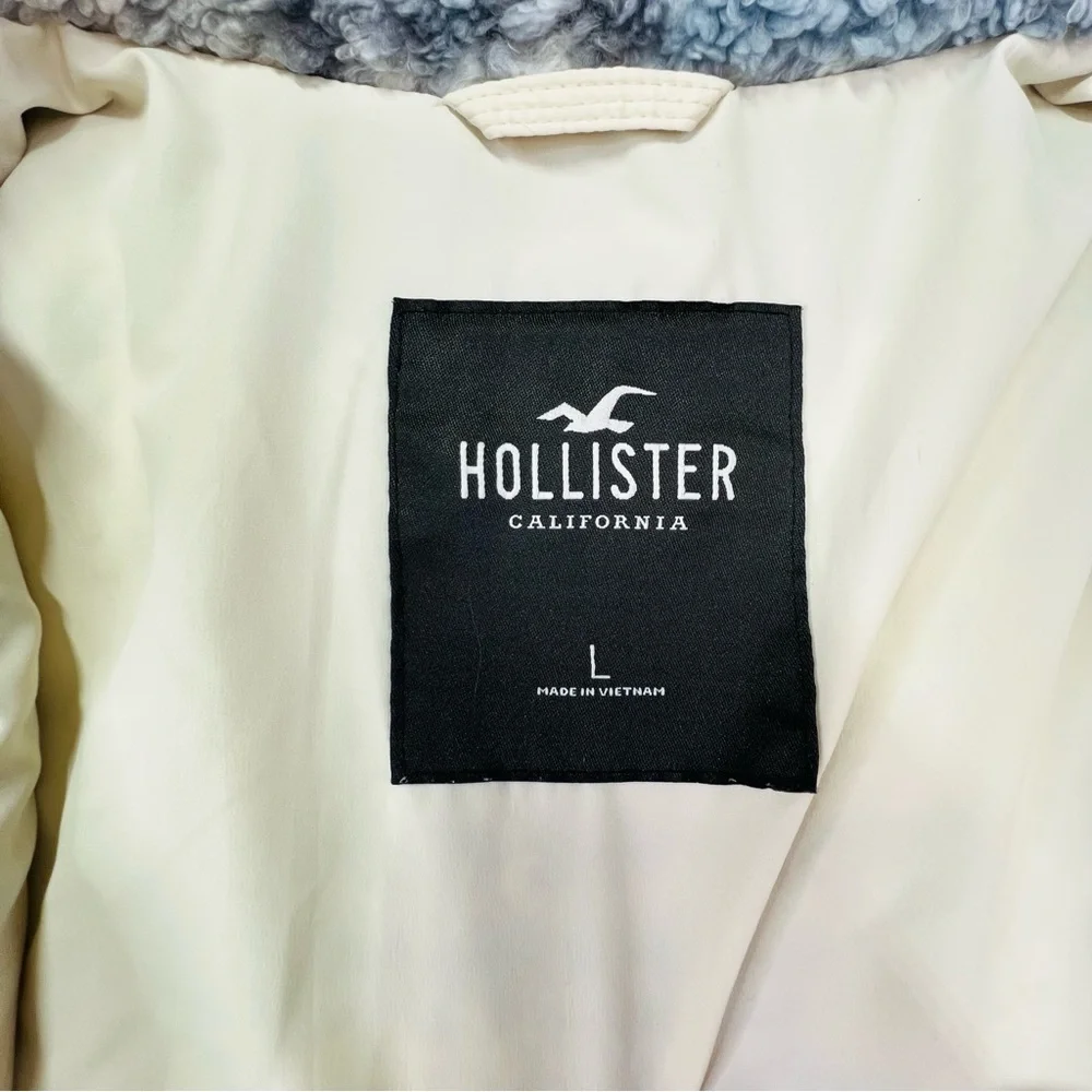 Hollister Blue Plaid Sherpa Shacket Oversized Shirt Jacket Size L Cozy Cabincore